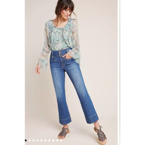 Anthropologie Pilcro & The Letterpress High Rise Cropped Flare Denim Jeans  28 - Picture 1 of 10